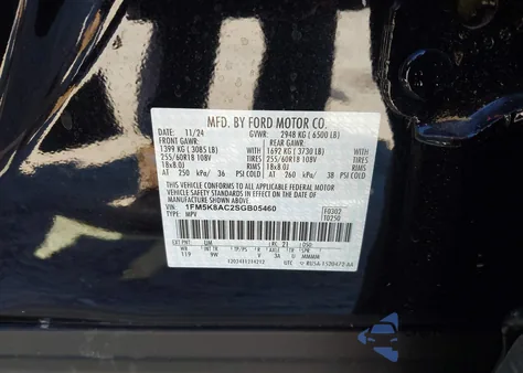 2025 Ford Police Interceptor из США, поврежденный, VIN 1FM5K8AC2SGB05460